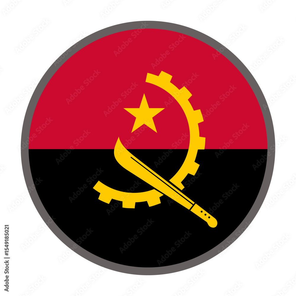 Poster round flag of angola country on white background vector vector round flag