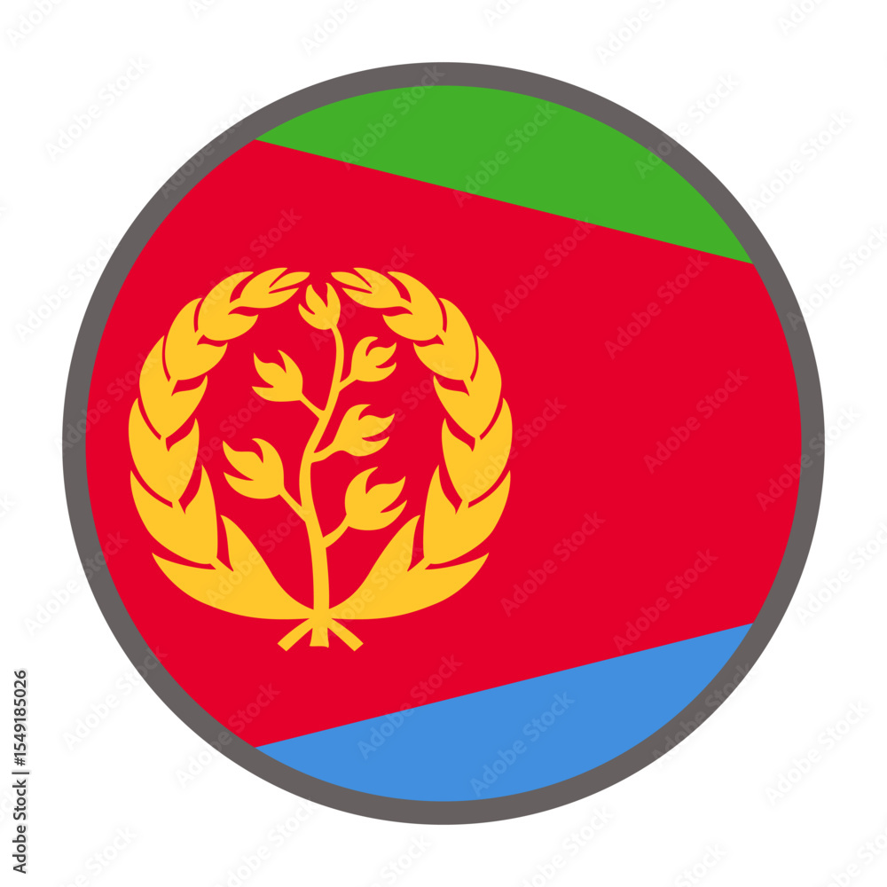 Poster round flag of eritrea country on white background vector vector round flag