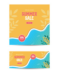 Social media post for summer sale, Web banner post for summer sale, Set of summer sale post template, Hot summer sale post layout design.