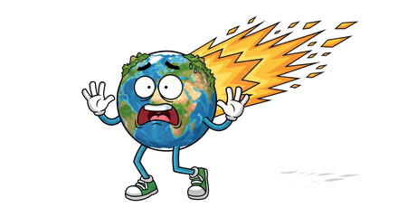 Isolated Scared Earth Cartoon