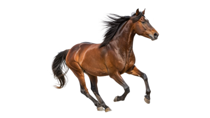 Brown Horse in Motion isolated on transparent background 