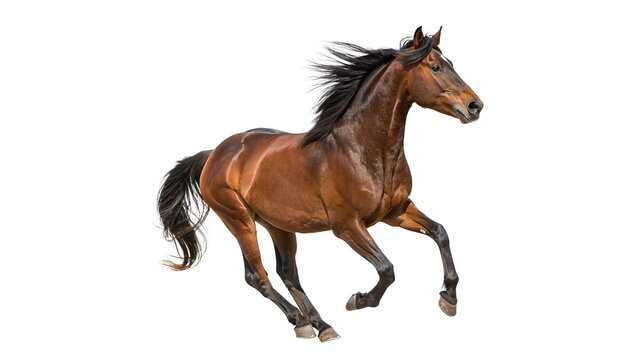 Brown Horse in Motion isolated on transparent background 