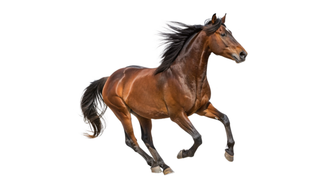 Brown Horse in Motion isolated on transparent background 