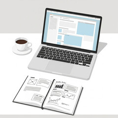 Fototapeta premium laptop with a cup of coffee