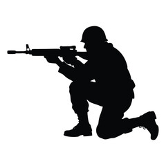 Soldier Silhouette Vector Illustration on White Background