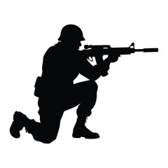 Soldier Silhouette Vector Illustration on White Background