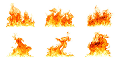  fire flame set isolated on white background  PNG ,ai generated