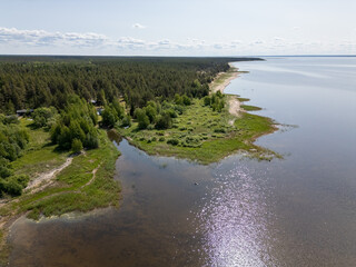 Coastal aerial view landscape in Oulunsalo, Oulu Finland