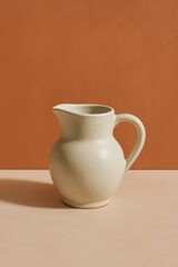 A cream-colored pitcher on a two-tone background