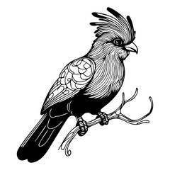 Stylized Knysna Turaco Perched on Branch