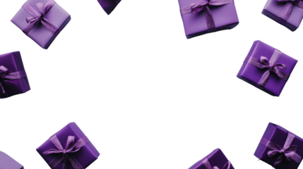purple gift boxes on white background