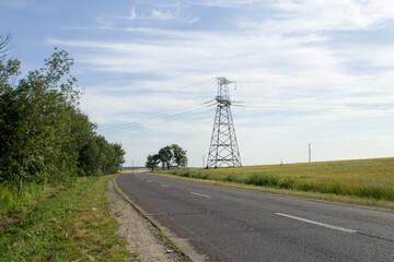 A road with a tower in the distance