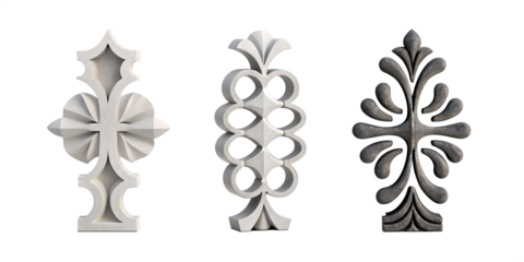 generic set of modern abstract decor sculpture  isolated on white background  PNG ,ai generated