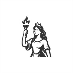 Lady Liberty Inspired Vector Logo with Torch and Crown