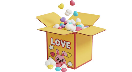 Isolated Box of Love Hearts