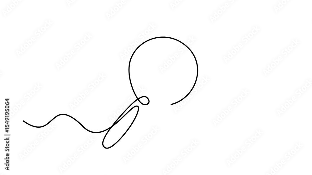 Poster animated self drawing of continuous line draw of magnifying glass. concept of business analysis. ful