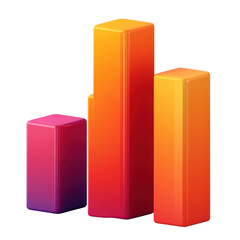 3D bar chart illustration featuring ascending isolated on transparent background