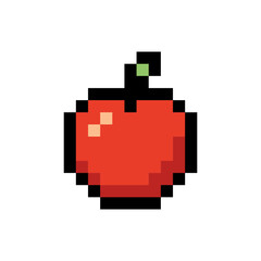 Obraz premium 8-Bit Pixel Art Red Apple Icon