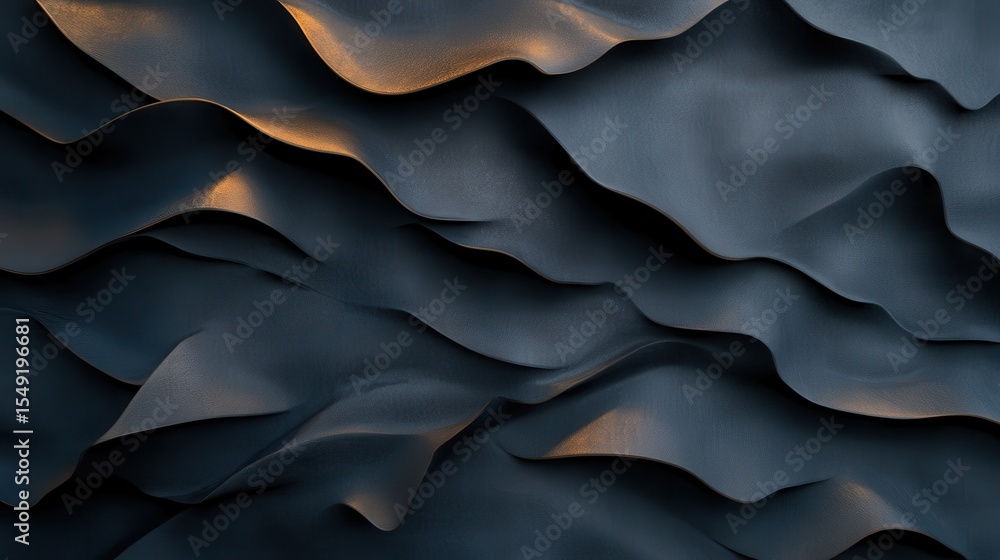 Poster a mesmerizing abstract design featuring dark waves that create a sense of movement and depth, highli