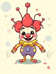 Naklejka premium cartoon character design concept of cute clown bacteria bacilli