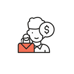 A vector image illustrating person and money symbol. 