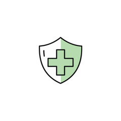 Obraz premium Medical shield icon, healthcare protection symbol.