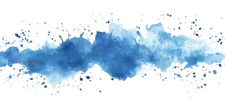 Abstract watercolor wash in shades of blue with splatters (1) - Powered by Adobe