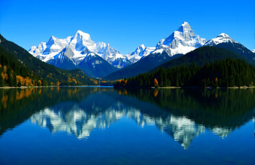 Snow Mountain and Lake Natural Scenery
