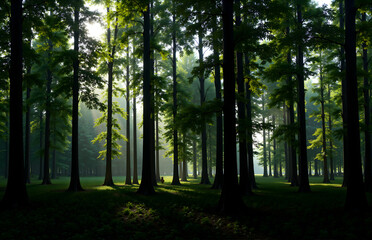 Sunlight Penetrating the Forest