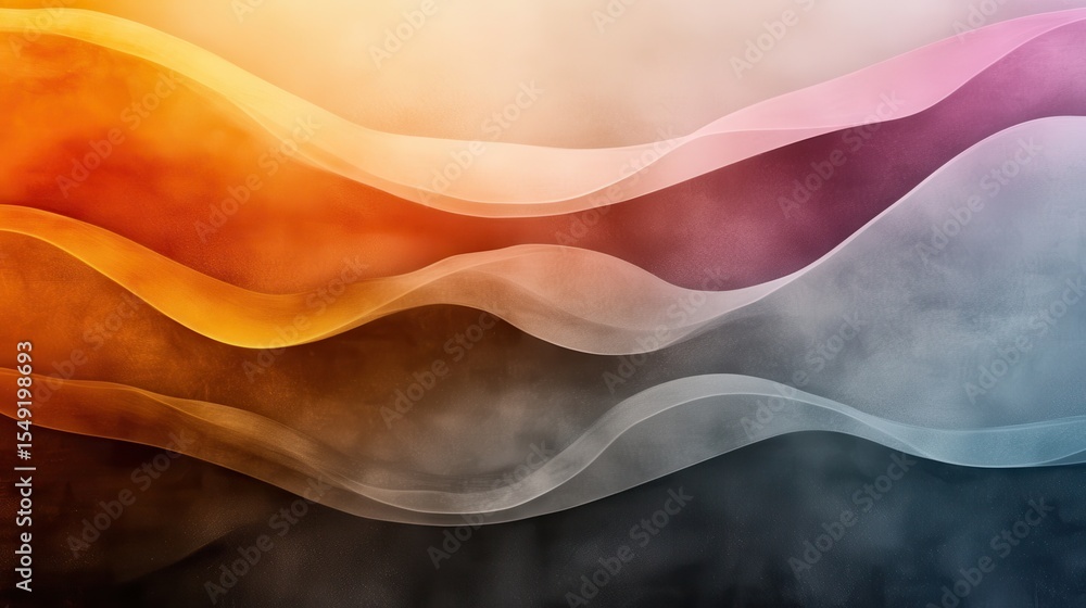 Poster an artistic display of smooth, flowing waves in various warm colors transitioning seamlessly, creati