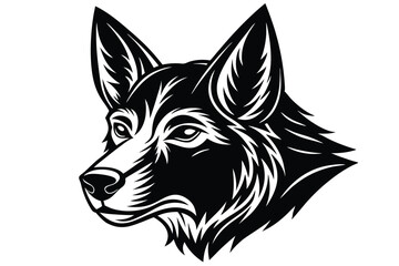 A detailed monochrome canine head shows a beautiful side profile in black and white