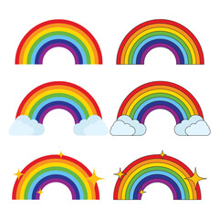 Fototapeta premium Sparkling Rainbow Over Clouds Vector Illustration