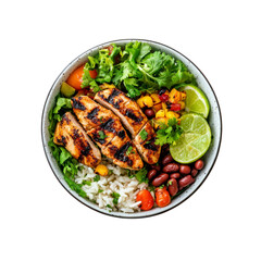 Delicious Grilled Chicken and Rice Bowl with Salsa and Lime