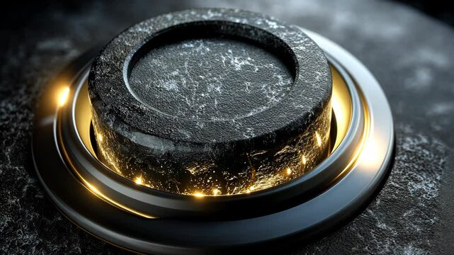 Sci-Fi Tech Button Interface with Glowing Orange Base