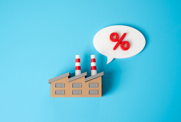 Industrial factory expresses concern about interest. High taxes or debts. Surcharge. Additional...