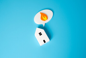 The house reports a fire. Fire alarm. Hot price. Urgency or emergency in the housing market. Rising...