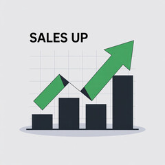 Business growth chart with upward trending arrow indicating increasing sales performance