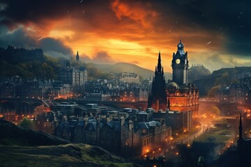 Fototapeta premium Scotland city architecture landscape.