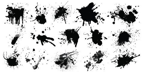 Obraz premium Splattered ink halftone texture with rough, random textures and dynamic grunge smears. Dynamic chaos in monochrome splashes; varied sizes and shapes intertwine for an abstract dance on canvas 