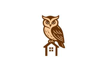 Owl Perched on House: A Symbolic Logo Design
