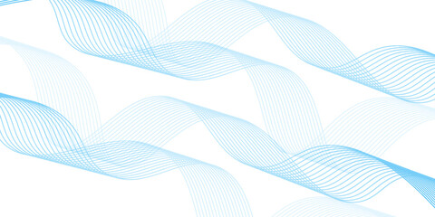 Abstract Blue Wave Lines on White Background. Vector Illustration