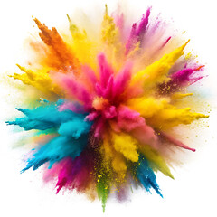 Vibrant Multicolored Powder Explosion Colorful Paint Holi Festival Celebration Design Element Abstract Art Background isolated on a transparent background
