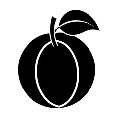 Fototapeta premium Apple with leaf isolated on white background in silhouette style