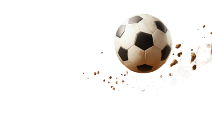 Classic black and white soccer ball with hexagon pattern isolated on white background
