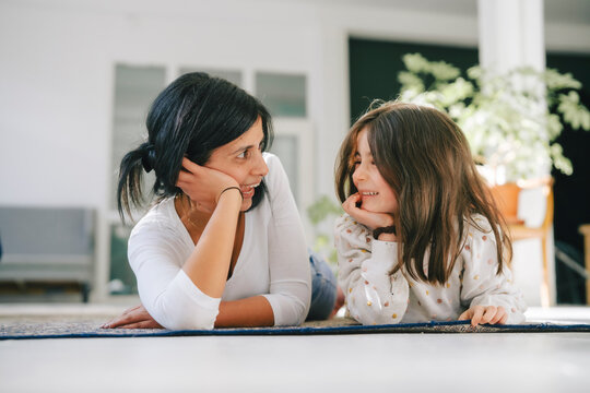 Mother and daughter spending quality time together indoors