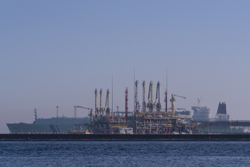 LNG TERMINAL - Gas tanker at the transshipment quay
