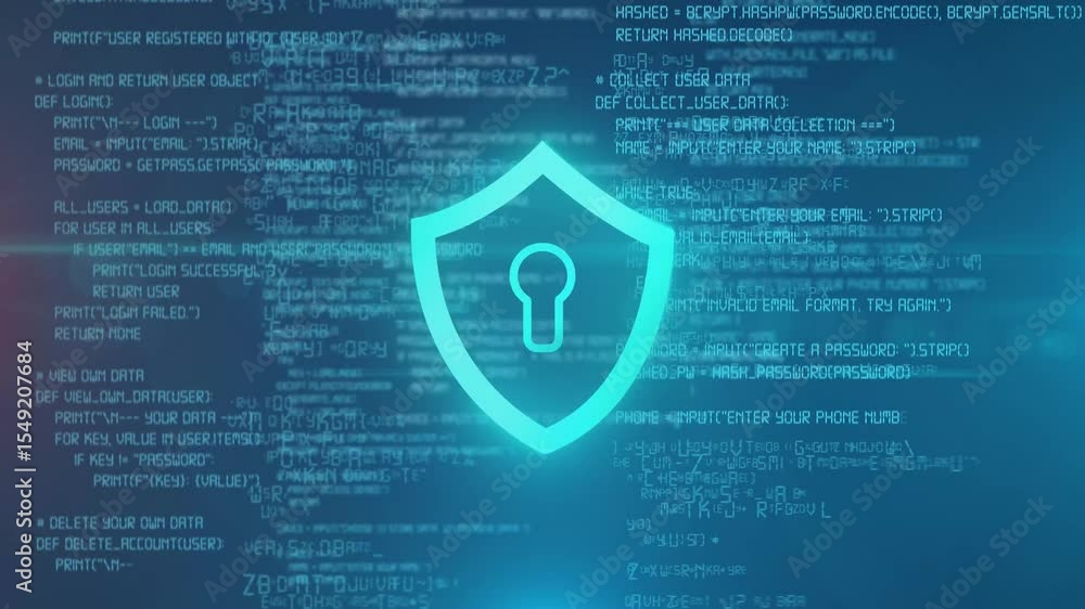 Poster futuristic cybersecurity data moving on a back background animation 4k.