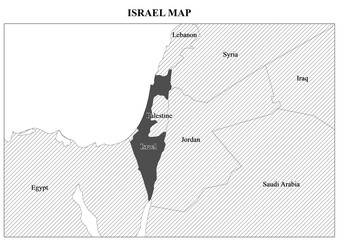 Israel World map gray background classic style	