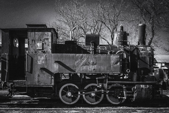 GRYFICE, WEST POMERANIAN - POLAND - MARCH 28, 2025: STEAM STEAM LOCOMOTIVE - Historic narrow gauge railway vehicle