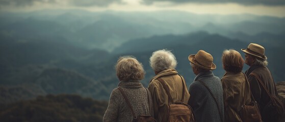 A group of elderly women embarked on a picturesque outdoor journey.